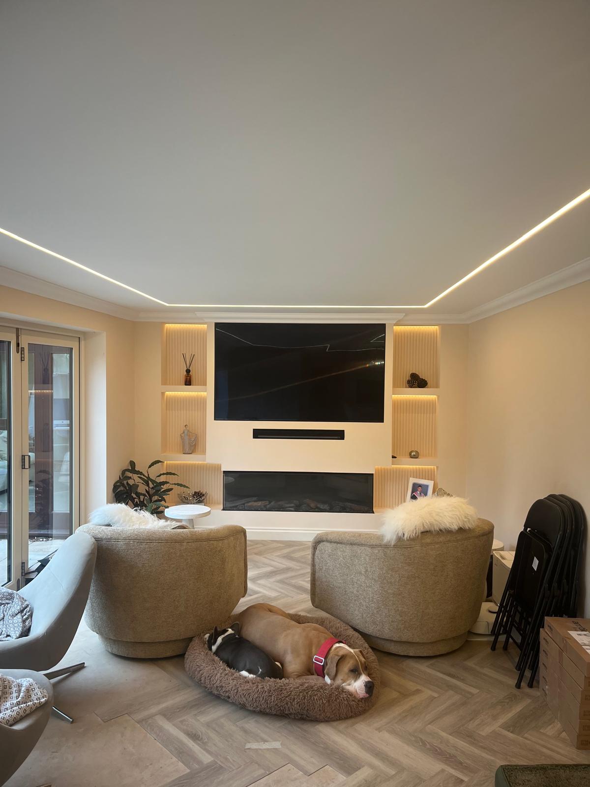 Downlight installation Norwich — lights on
